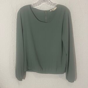 Hippie Rose Sage Green Blouse Business Casual Hippie Free Spirited Airy Size Med